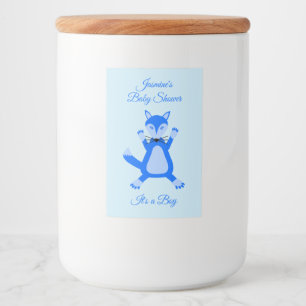 Etiqueta Para Comida Personalizado Fox de Cute Blue Baby Boy