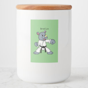 Etiqueta Para Comida Personalizado lindo rhino kung fu personalizado