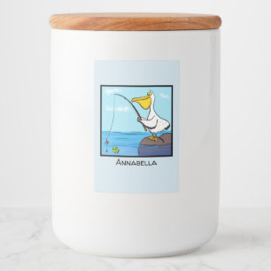 Etiqueta Para Comida personalizado pelícano de pesca gracioso