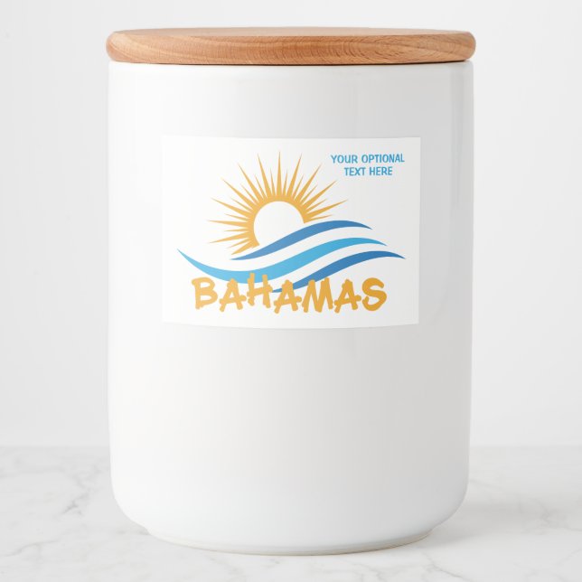 Etiqueta Para Comida Personalizado Textos Bahamas (Anverso)