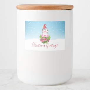 Etiqueta Para Comida Pingüino de Navidades burdos en Santa Hat