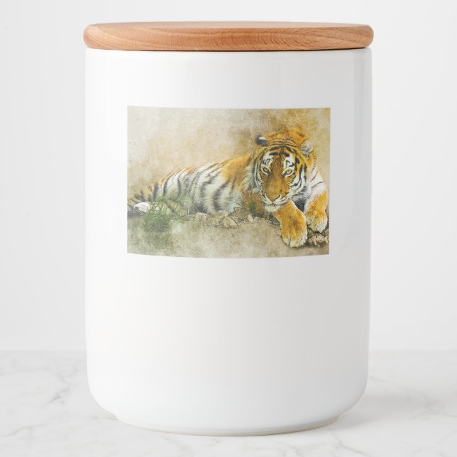Etiqueta Para Comida Pintura de tigre (Anverso)