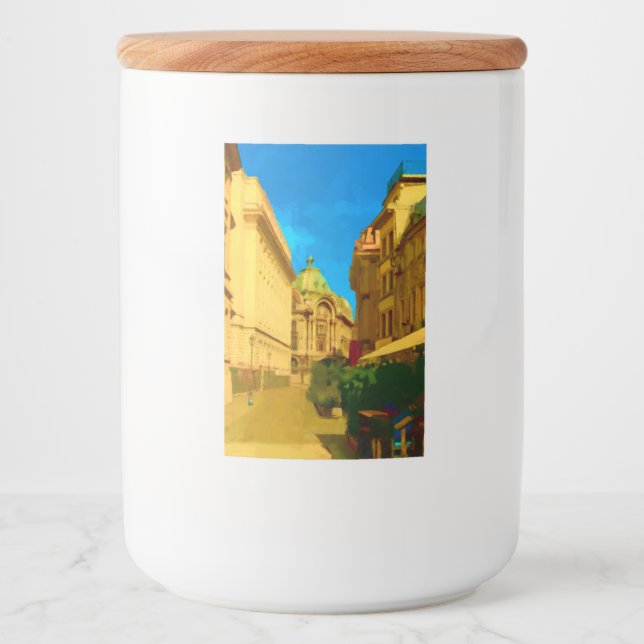 Etiqueta Para Comida Pintura digital de la ciudad de Bucarest (Anverso)