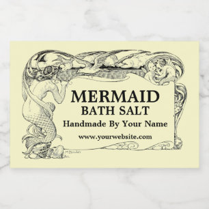 Etiqueta Para Comida Plantilla de sirena de estilo Art Nouveau vintage
