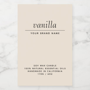 Etiqueta Para Comida Producto de velas de embalaje beige moderno