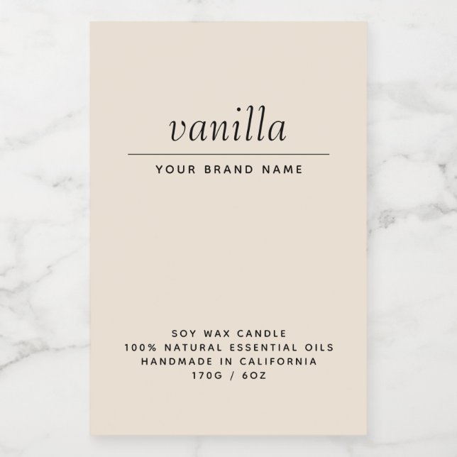 Etiqueta Para Comida Producto de velas de embalaje beige moderno (Etiqueta única)