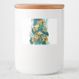 Etiqueta Para Comida Rama con hojas doradas Ginko Biloba