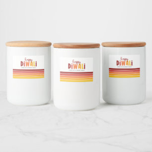 Etiqueta Para Comida Rayas retro Feliz Diwali personalizadas
