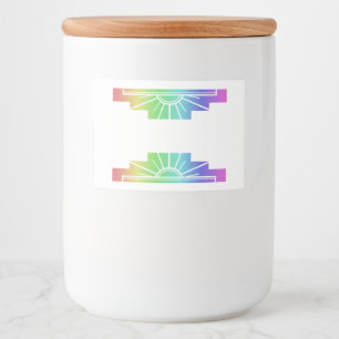 Etiqueta Para Comida Rayo de sol Art Déco en arcoiris pálido