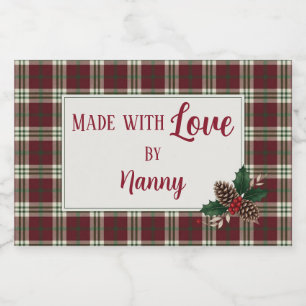 Etiqueta Para Comida Regalo Navideño Clásico de Cuadros Casero