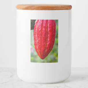 Etiqueta Para Comida rojo de la vaina de cacao