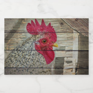 Etiqueta Para Comida Rooster Rustic Chicken Coop Barn Board
