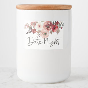 Etiqueta Para Comida Rosas Florales con Rubor Rojo Tarro para Noche de