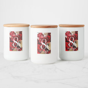 Etiqueta Para Comida Roses Rojos Floral Elegante Boda de Bolas de Oro d