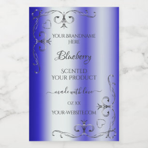 Etiqueta Para Comida Royal Blue Shimmery Product Labels Silver Ornate