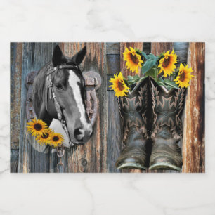 Etiqueta Para Comida Russe Western Horse Cowboy botas Sunflowers