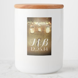 Etiqueta Para Comida Rústica String ilumina Mason Jars Barn Wood