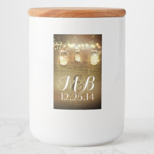 Etiqueta Para Comida Rústica String ilumina Mason Jars Barn Wood