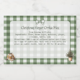 Etiqueta Para Comida Rústico Green Gingham Christmas Trees Baking Mix