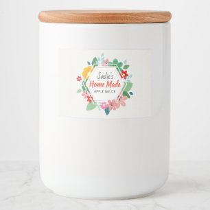 Etiqueta Para Comida Salsa de manzana de hexagón floral