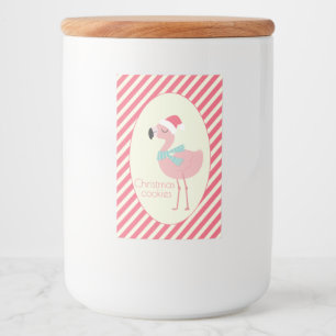 Etiqueta Para Comida Santa Flamingo Tropical Cute - Navidades Cookies