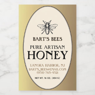 Etiqueta Para Comida Sello de alimentos Heraldic Bee Rectangle Oval de