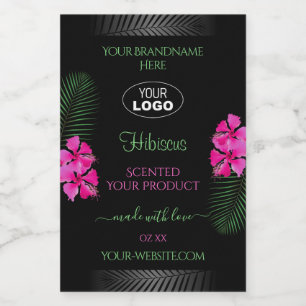 Etiqueta Para Comida Sello de producto negro Flores rosas Logotipo de h