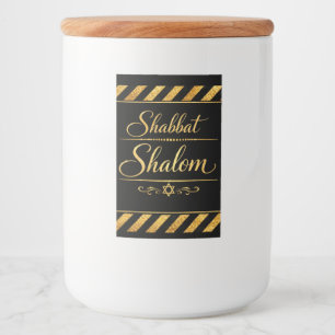 Etiqueta Para Comida Shabbat Shalom judío judaica oro negro lujo
