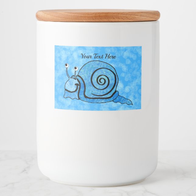 Etiqueta Para Comida Sonriente brillante Aqua Blue Personalizado Snail  (Anverso)