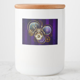 Etiqueta Para Comida Spider Steampunk sobre fondo morado
