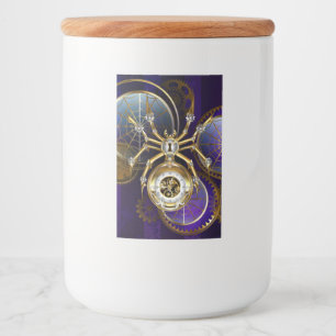 Etiqueta Para Comida Spider Steampunk sobre fondo morado