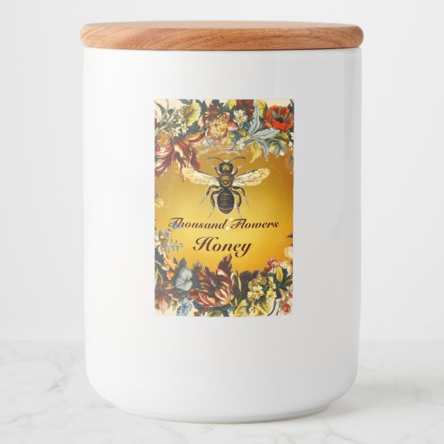 ETIQUETA PARA COMIDA SPRING FLOWERS HONEY BEE / BEEKEEPER BEEKEEPING (Anverso)