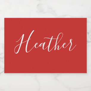 Etiqueta Para Comida Su guión blanco Personalizado en rojo