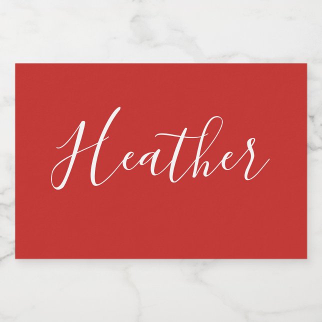 Etiqueta Para Comida Su guión blanco Personalizado en rojo (Etiqueta única)