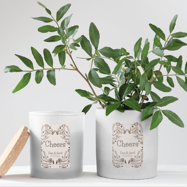 Etiqueta Para Comida Tema Boda floral marrón (Stickers to stick on your return gifts or stationery )