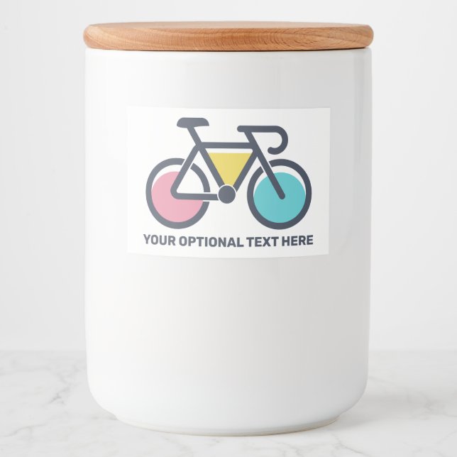 Etiqueta Para Comida Texto personalizado ciclando (Anverso)
