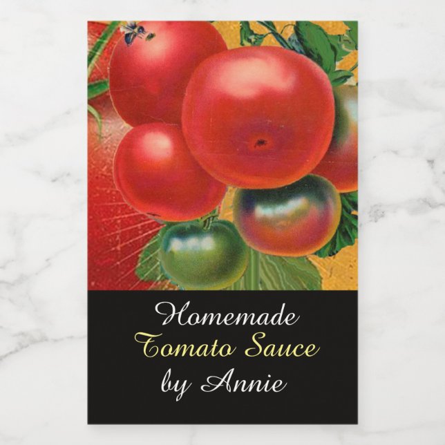 ETIQUETA PARA COMIDA TOMATES COCINA PRESERVADA, CANNINGS, SALSA DE TOMA (Etiqueta única)