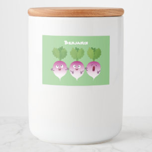 Etiqueta Para Comida Trío de verduras de nabo lindo personalizado