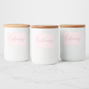 Etiqueta Para Comida Tu Texto   Elegante Escritura y Rosa Blush Suave