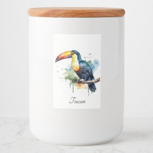 Etiqueta Para Comida Tucán en rama arte acuarela, personalizado