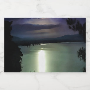 Etiqueta Para Comida Una Luna Llena Reflexionando Sobre El Arte Náutico