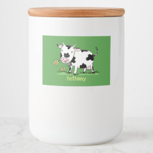 Etiqueta Para Comida Vaca corta en ilustracion personalizado de campo v