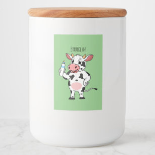 Etiqueta Para Comida Vaca feliz con personalizado de biberón