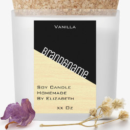 Etiqueta Para Comida Velas modernas de colores negros amarillos y pasto