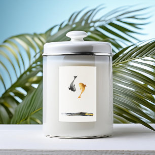 Etiqueta Para Comida Watercolor Koi Fish Boda Candle Label