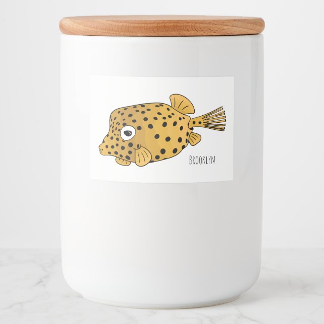 Etiqueta Para Comida Yellow boxfish cartoon illustration (Anverso)