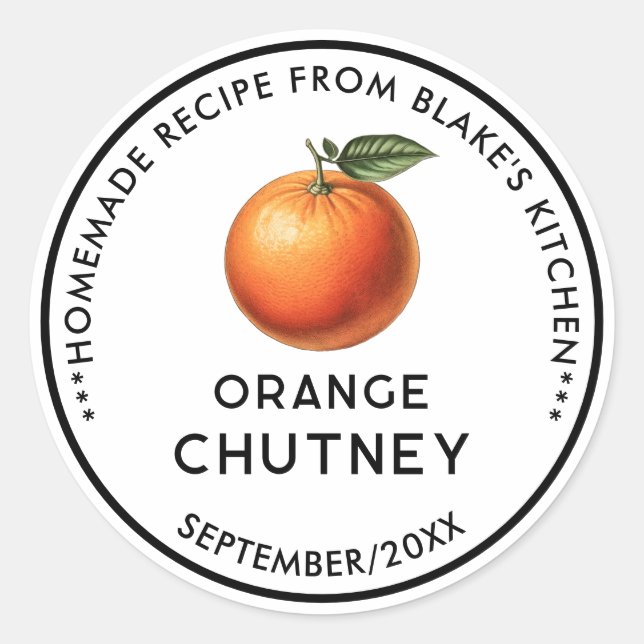 Etiqueta para conservas de chutney de naranja case (Anverso)