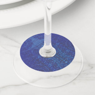 Etiqueta Para Copas De Vino Aceptación   Medallones Blue Indigo Violet Boho