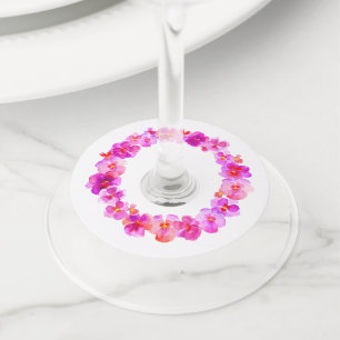 Etiqueta Para Copas De Vino Actos de boda de flores de arte acuático de color