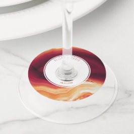Etiqueta Para Copas De Vino Agate rojo y enmarcar la boda geodésica de otoño